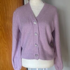 LOFT Lilac Cardigan with Embellished Buttons